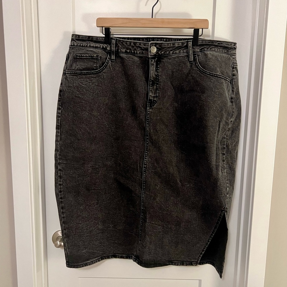 Black Denim skirt with side slit